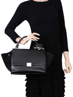 Celine Drummed Leather Mini Trapeze Bag Black