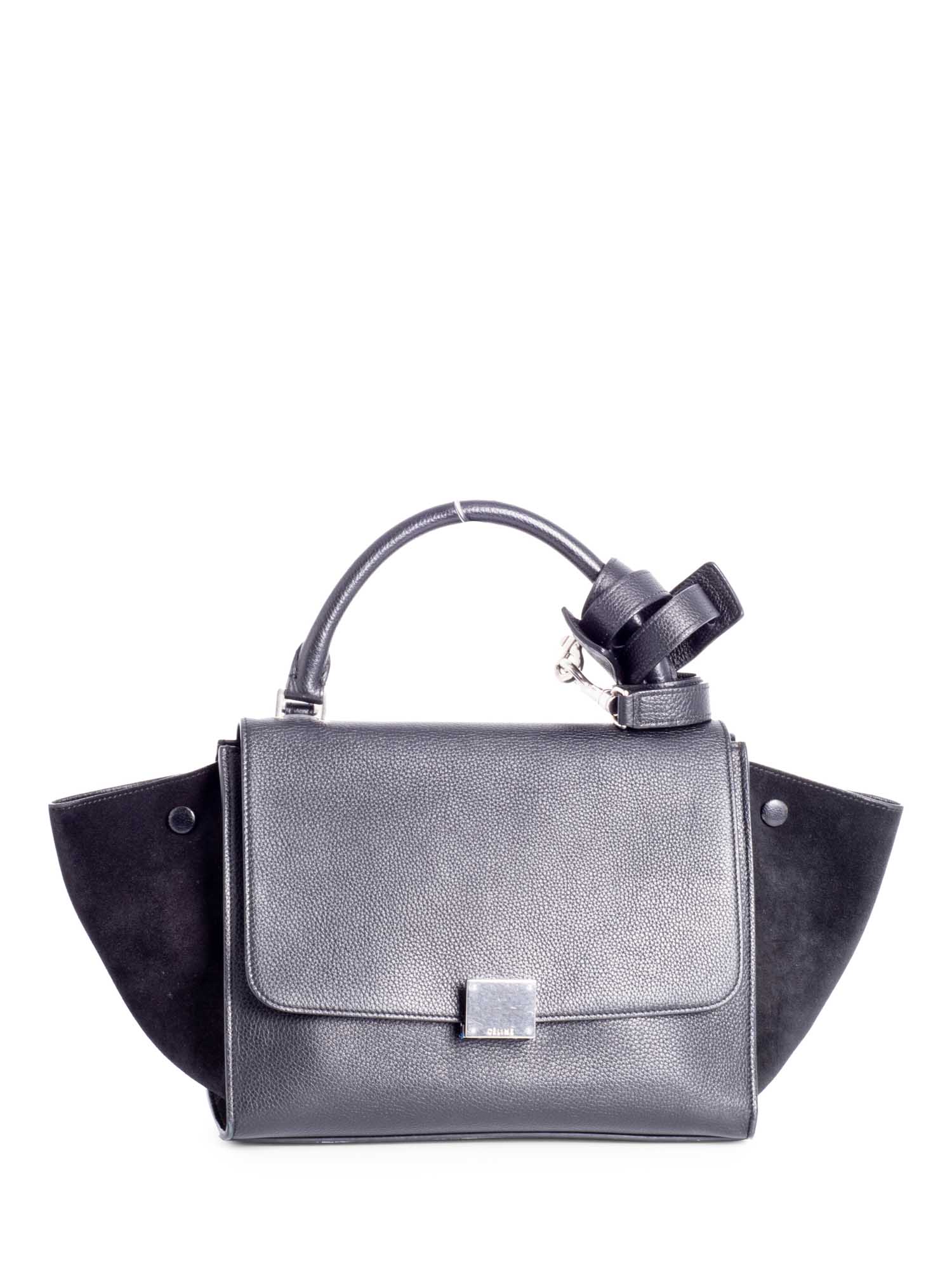 Celine Drummed Leather Mini Trapeze Bag Black