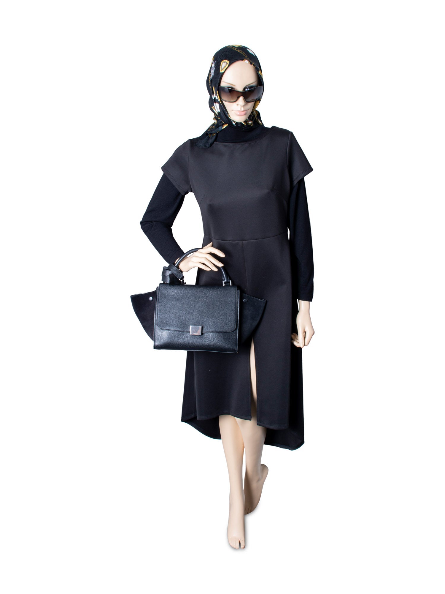 Celine Drummed Leather Mini Trapeze Bag Black