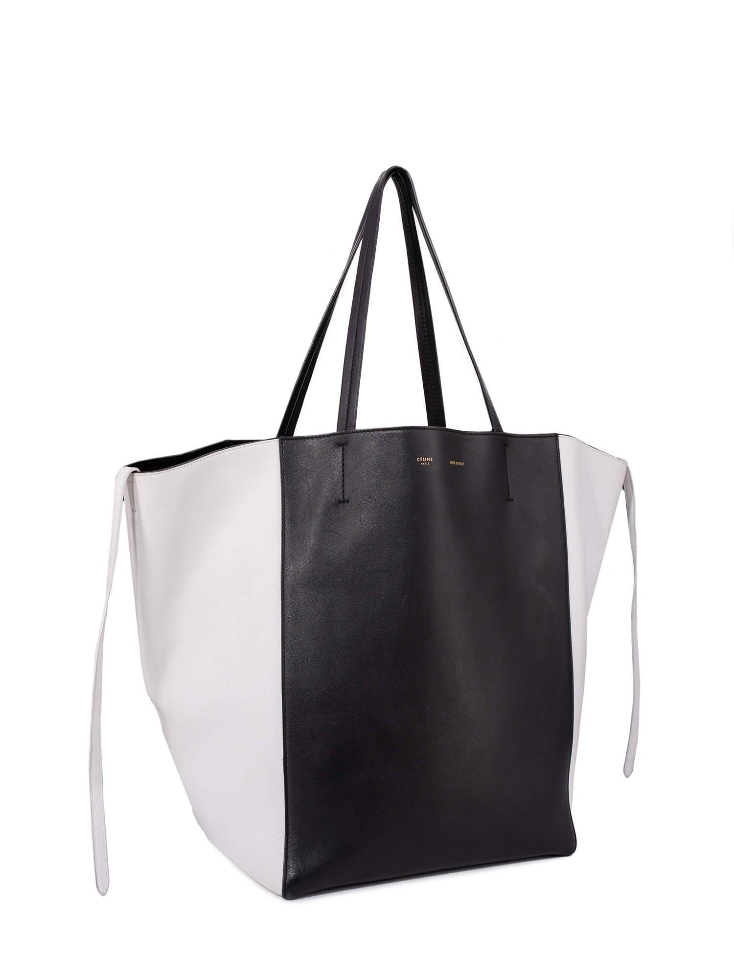 Celine Leather Medium Phantom Bag Black White