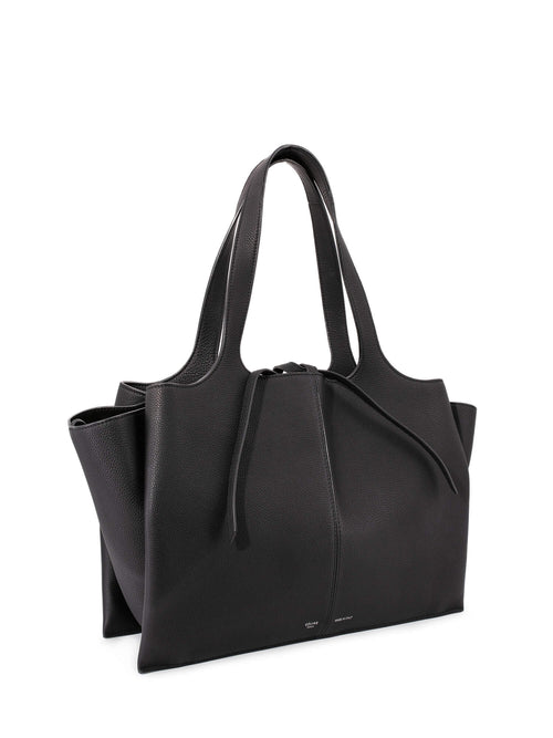 Celine Leather Medium Tri-Fold Shopper Bag Black