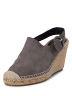 Celine Leather Platform Wedge Espadrilles Grey