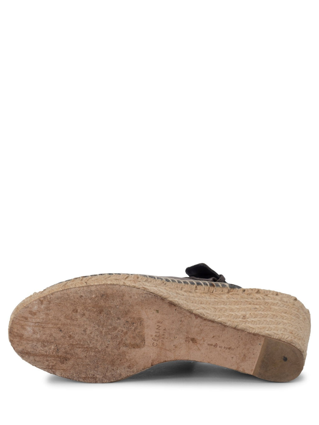 Celine Leather Platform Wedge Espadrilles Grey
