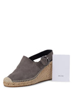 Celine Leather Platform Wedge Espadrilles Grey