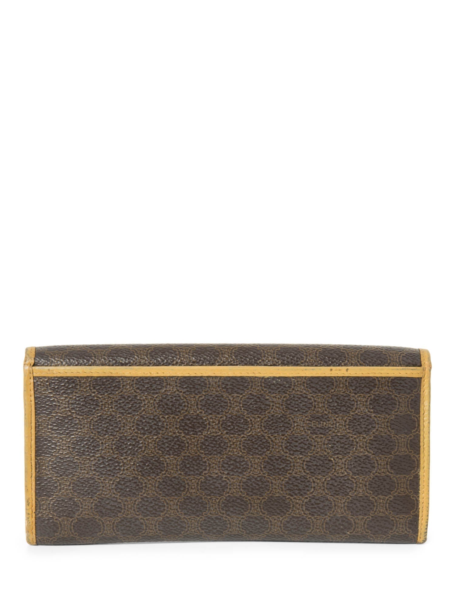Celine Logo Canvas Flap Long Wallet Brown