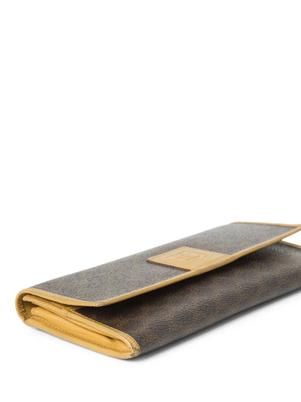 Celine Logo Canvas Flap Long Wallet Brown