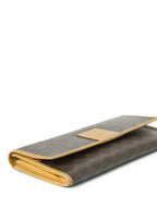 Celine Logo Canvas Flap Long Wallet Brown