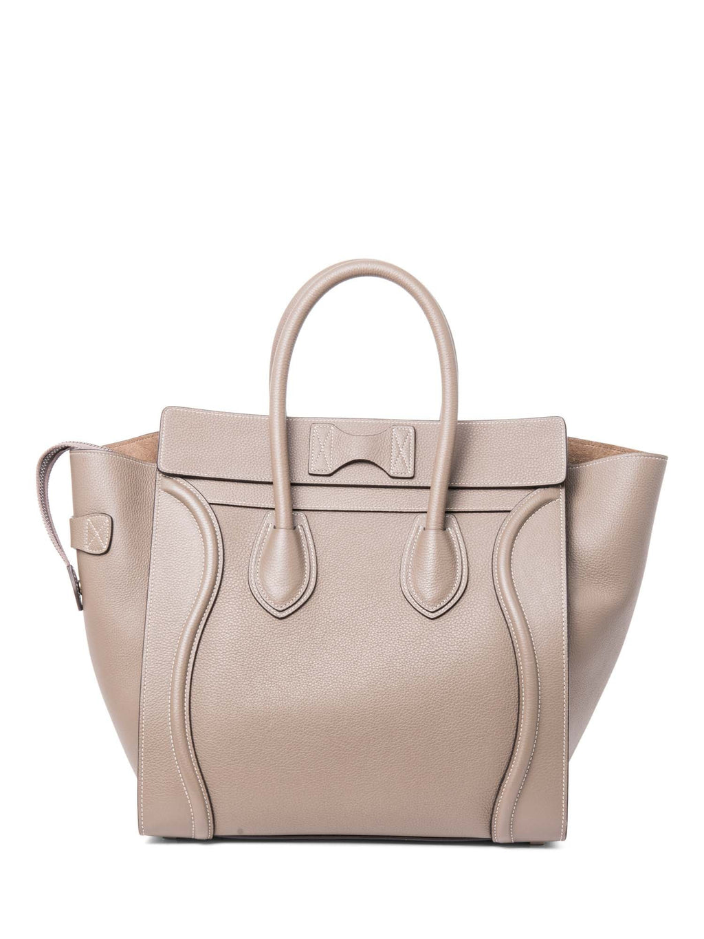 Celine Logo Leather Mini Luggage Tote Bag Taupe