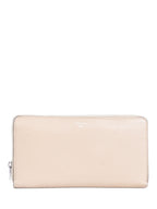 Celine Logo Leather Zippered Wallet Beige