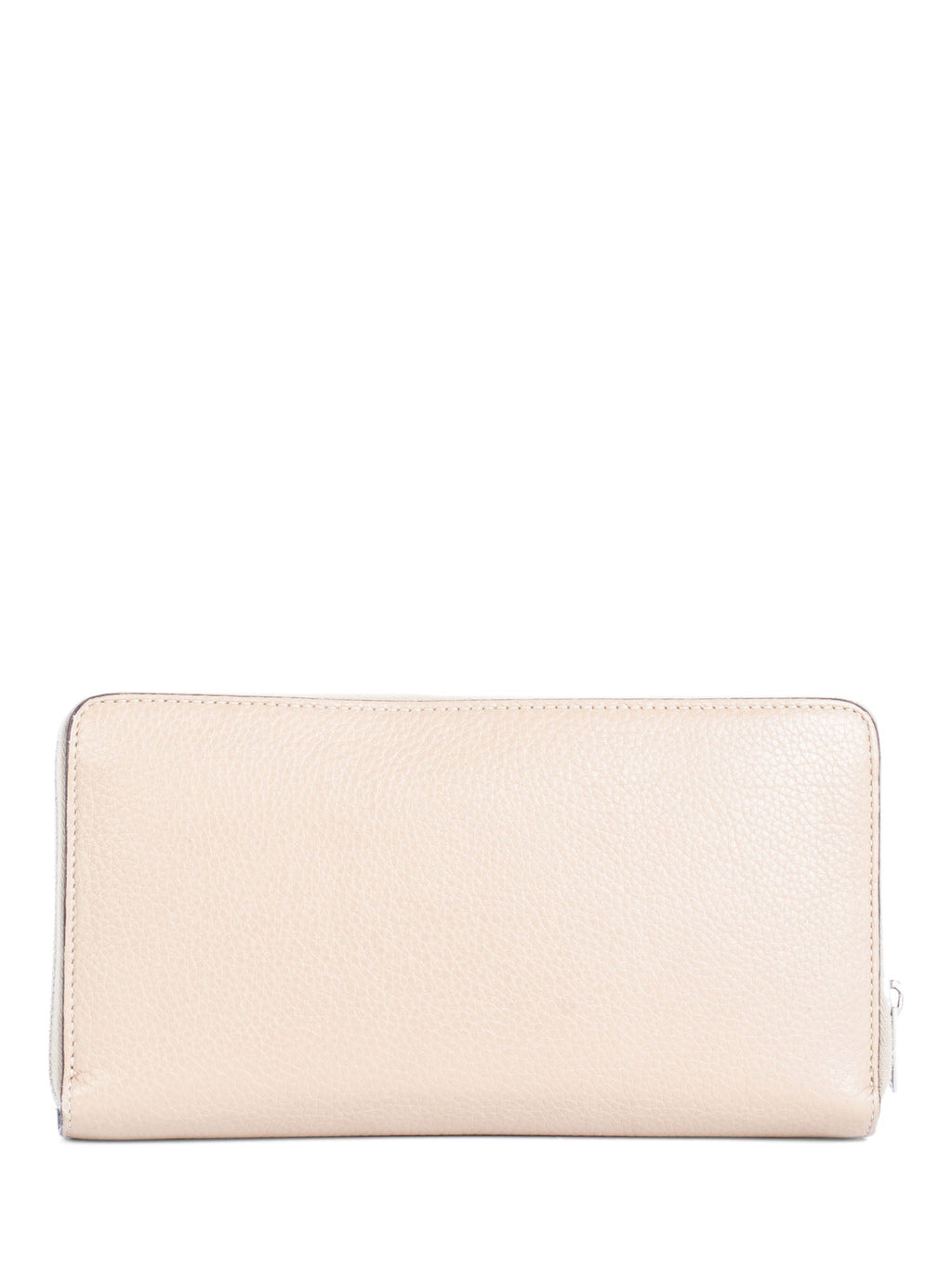 Celine Logo Leather Zippered Wallet Beige