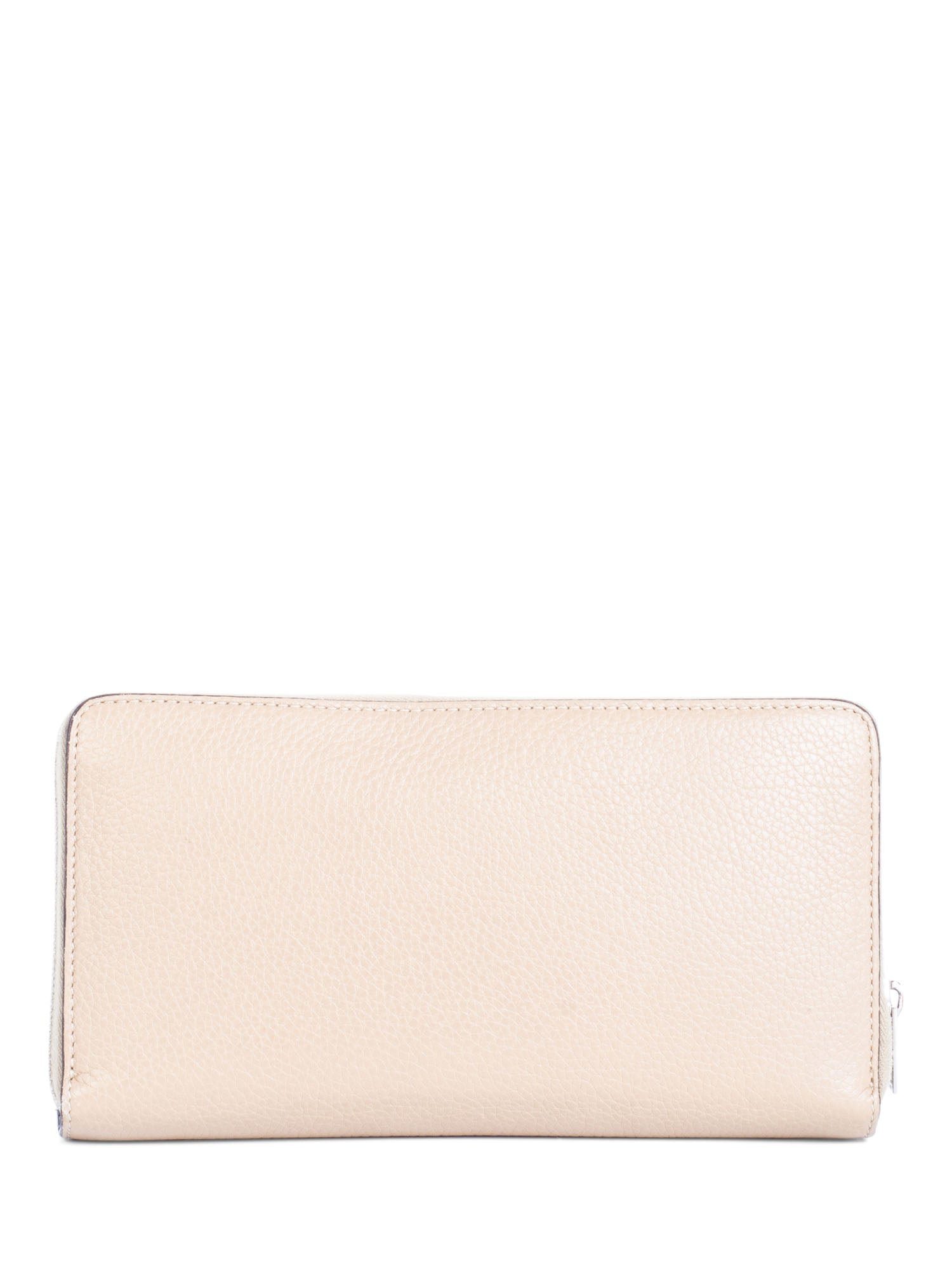 Celine Logo Leather Zippered Wallet Beige