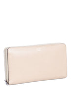 Celine Logo Leather Zippered Wallet Beige
