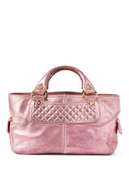 Celine Logo Shimmer Leather  Boogie Bag Pink Gold