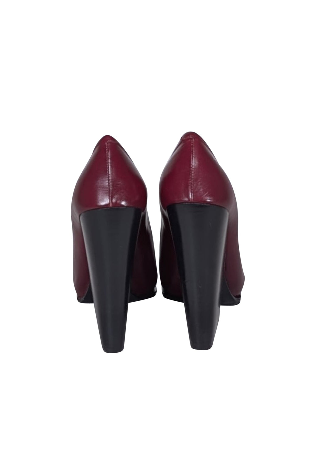 Celine - Maroon Leather Chunky Heel Pumps Sz 10