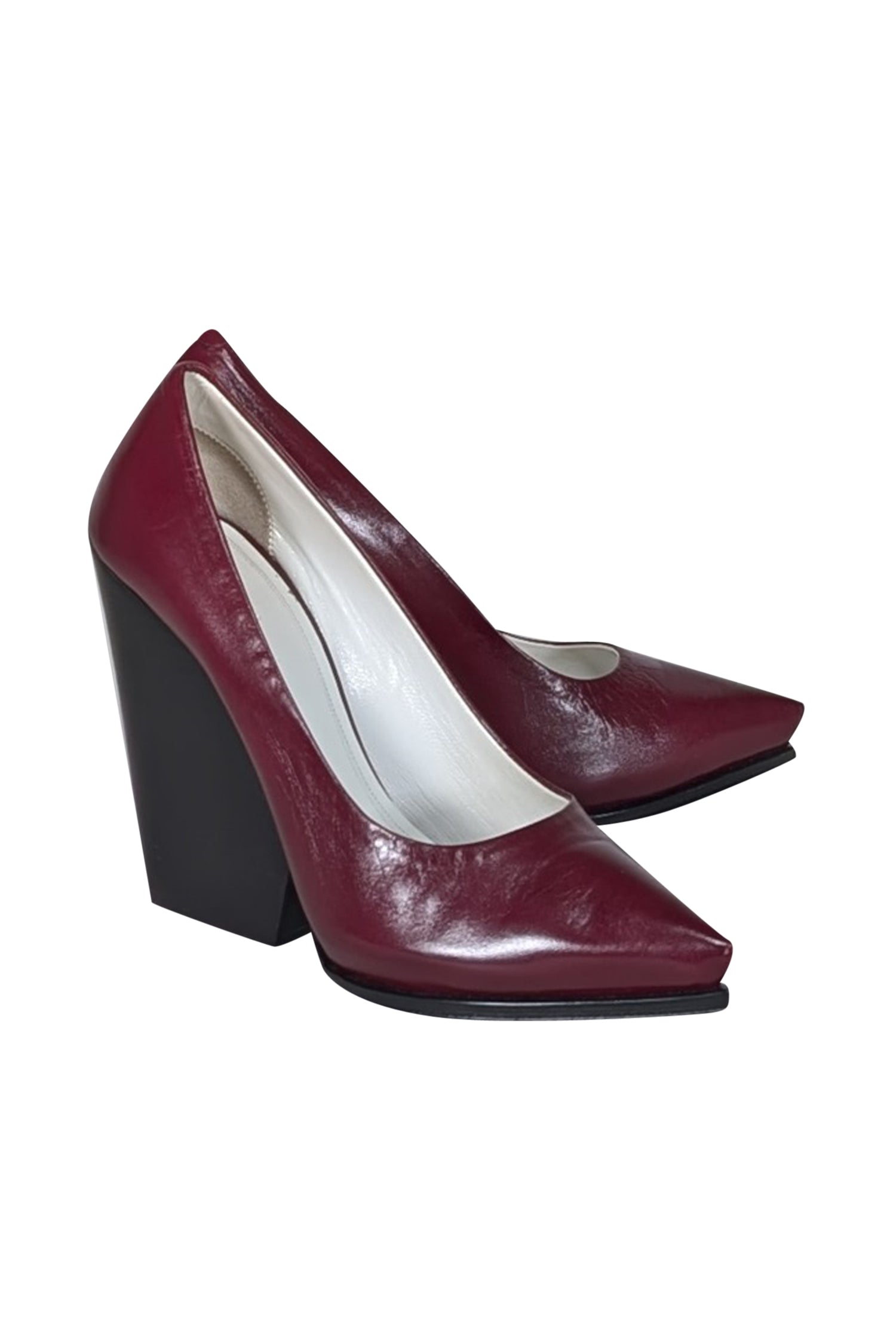 Celine - Maroon Leather Chunky Heel Pumps Sz 10