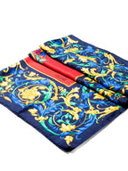 Celine Silk Logo Floral Scarf Red Blue