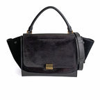 CELINE Celine Celine Trapeze bag in black patent leather and suede