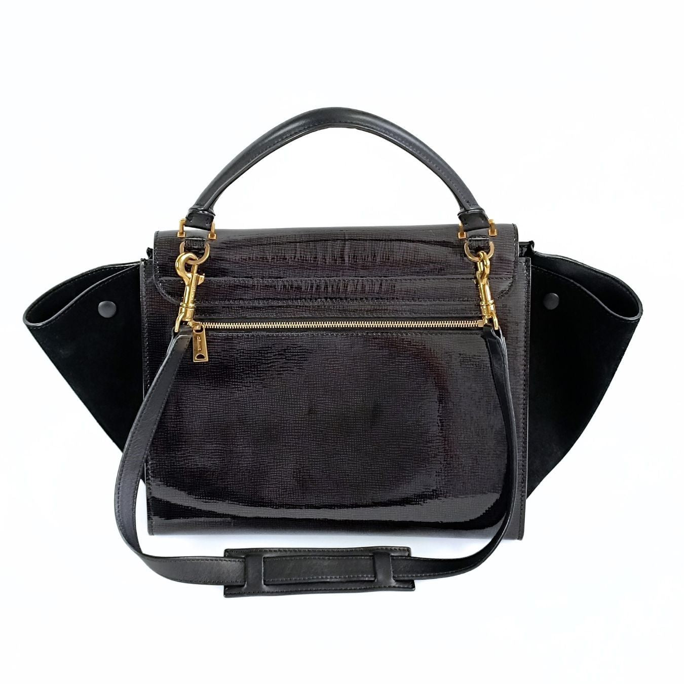 CELINE Celine Celine Trapeze bag in black patent leather and suede