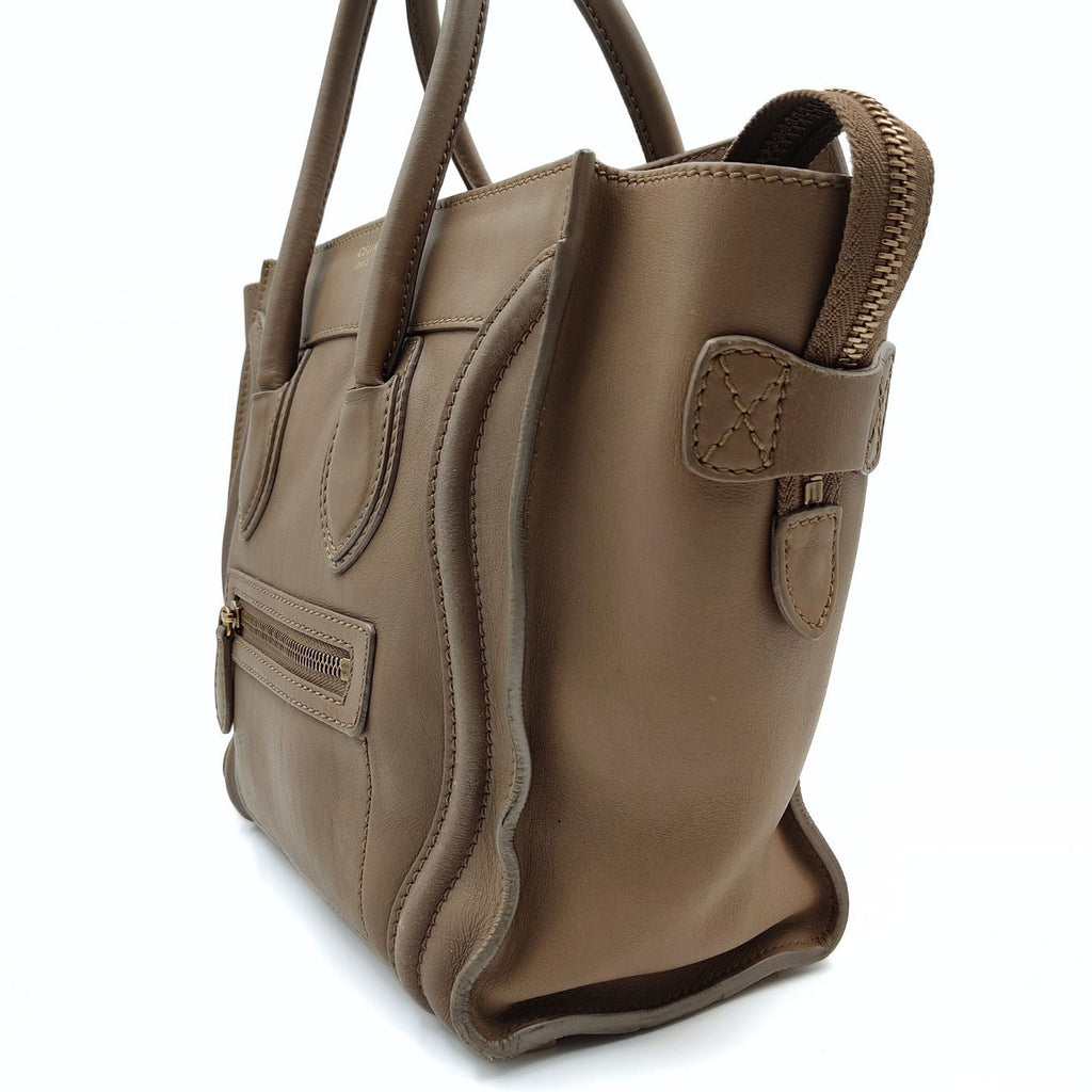 CELINE Celine Celine Luggage Micro handbag in dove-grey leather