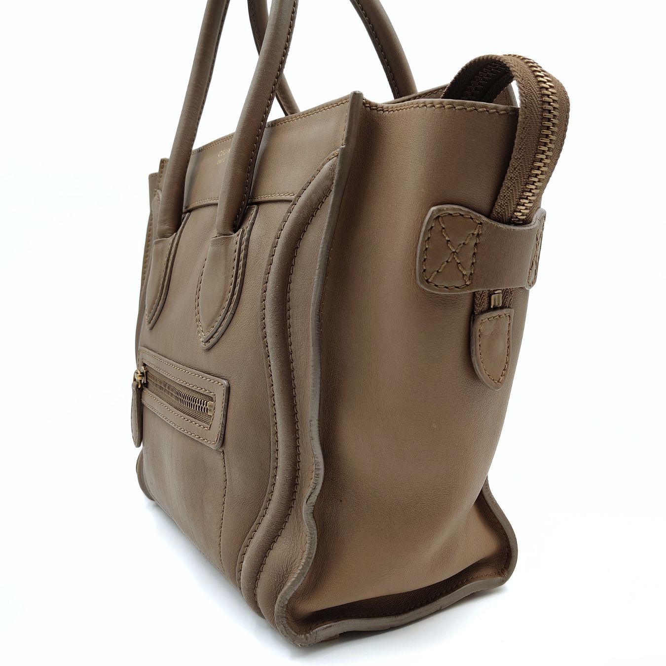 CELINE Celine Celine Luggage Micro handbag in dove-grey leather