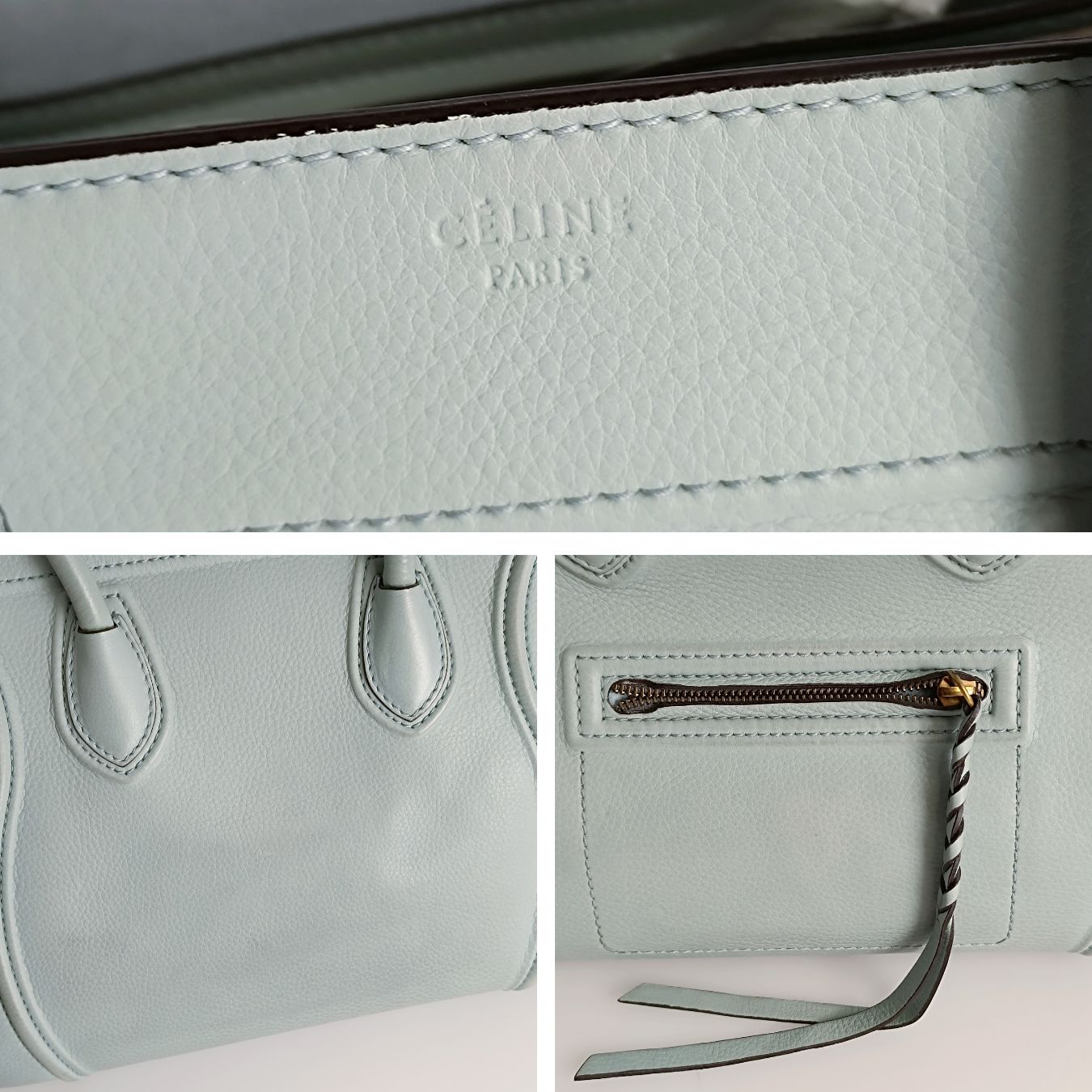 CeLINE Celine Luggage handbag in powder blue leather