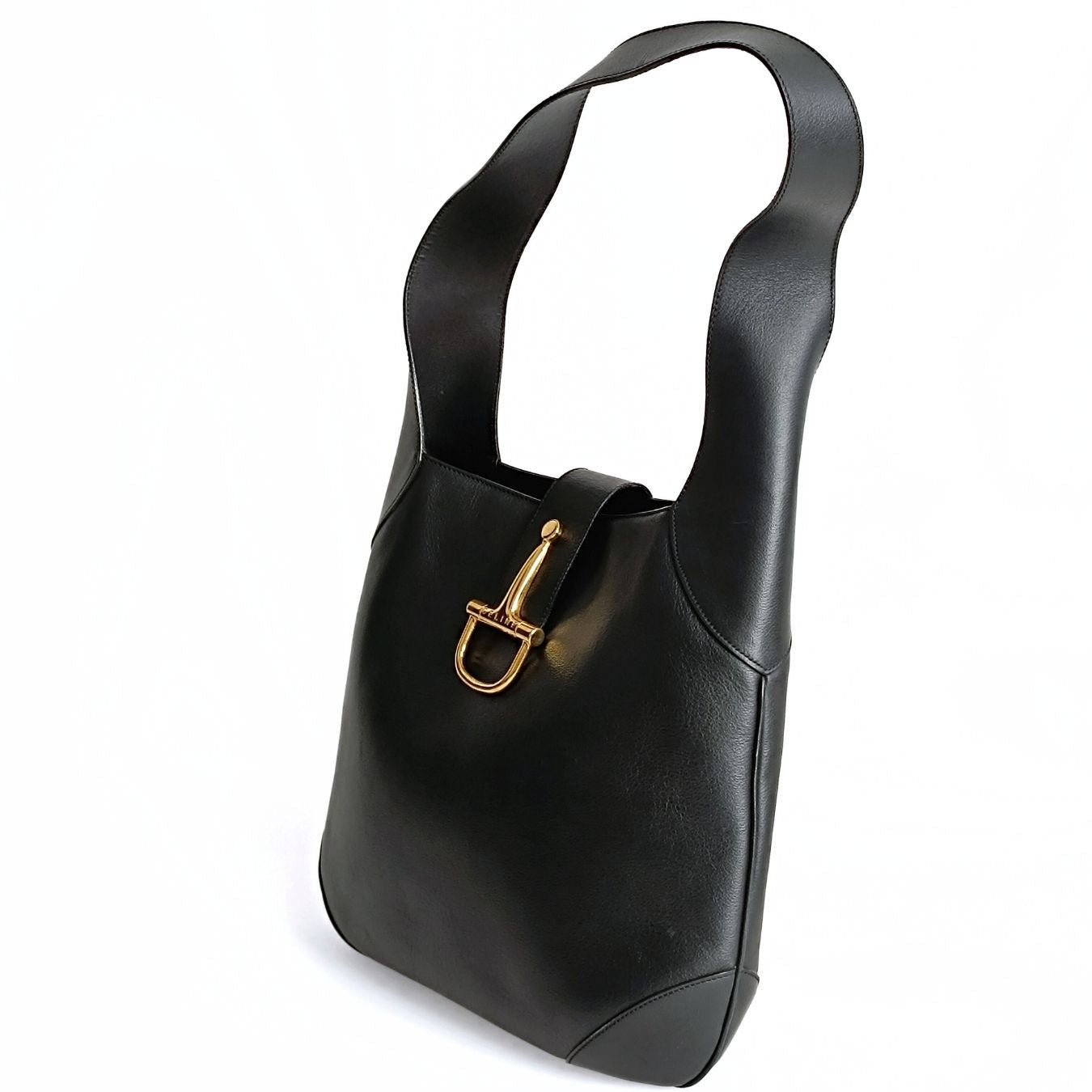 CELINE Celine Celine vintage black leather shoulder bag