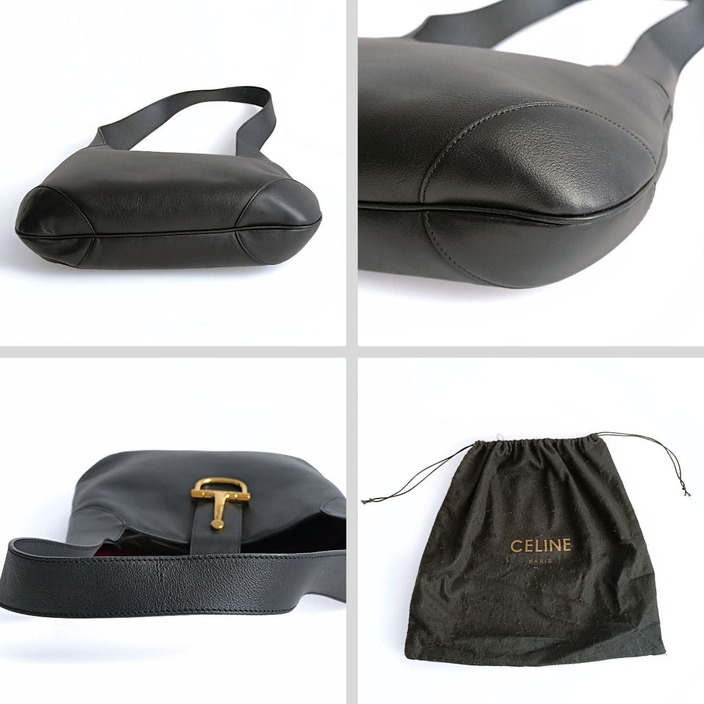 CELINE Celine Celine vintage black leather shoulder bag