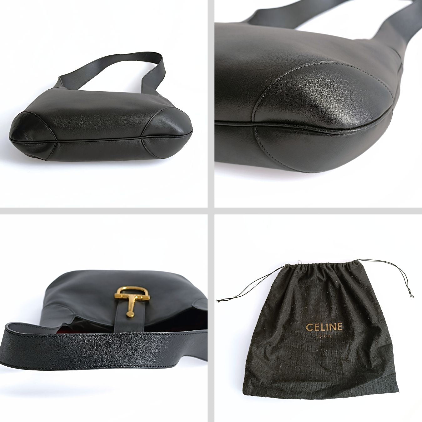 CELINE Celine Celine vintage black leather shoulder bag