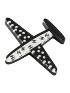 CHANEL Faux Pearl & Resin CC Airplane Brooch