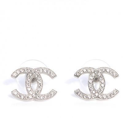 CHANEL CC Crystal Stud Earrings