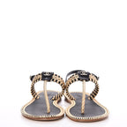 CHANEL Metallic Calfskin Braided Thong Sandals
