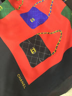 Chanel Vintage Purse Print Silk Scarf