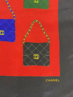 Chanel Vintage Purse Print Silk Scarf