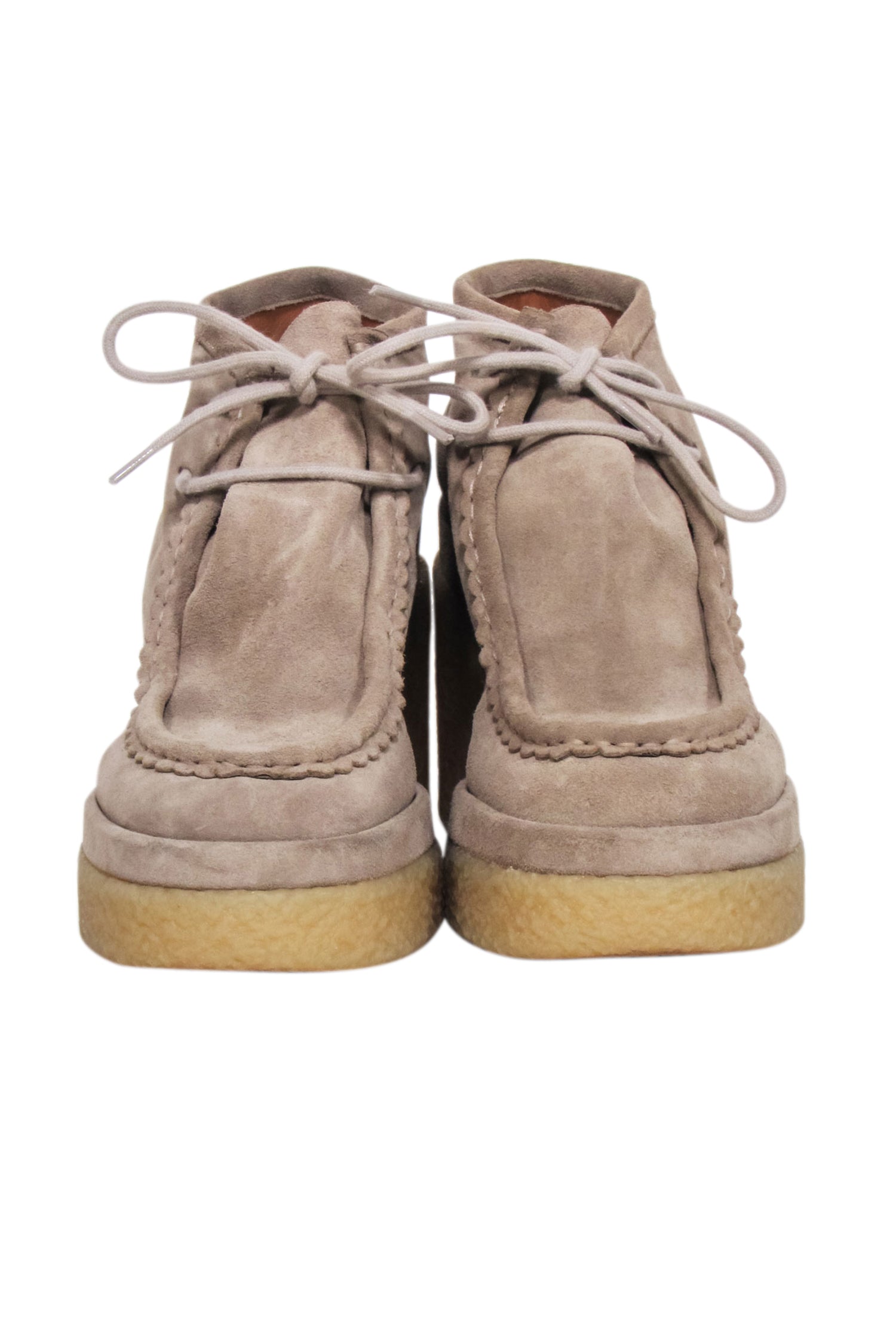 Chloe - Beige Suede Platform Booties Sz 10
