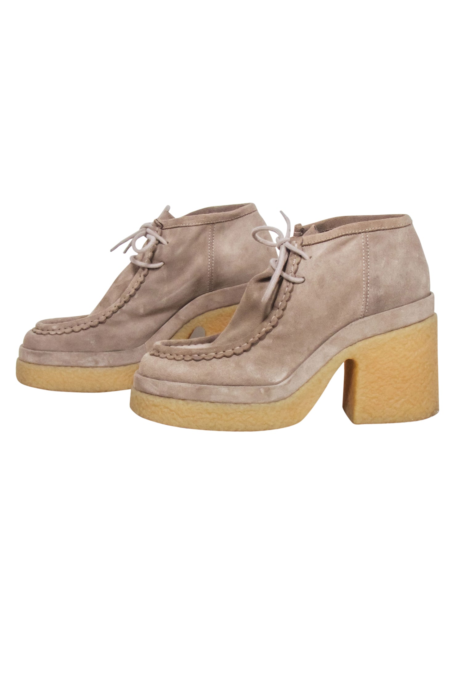 Chloe - Beige Suede Platform Booties Sz 10