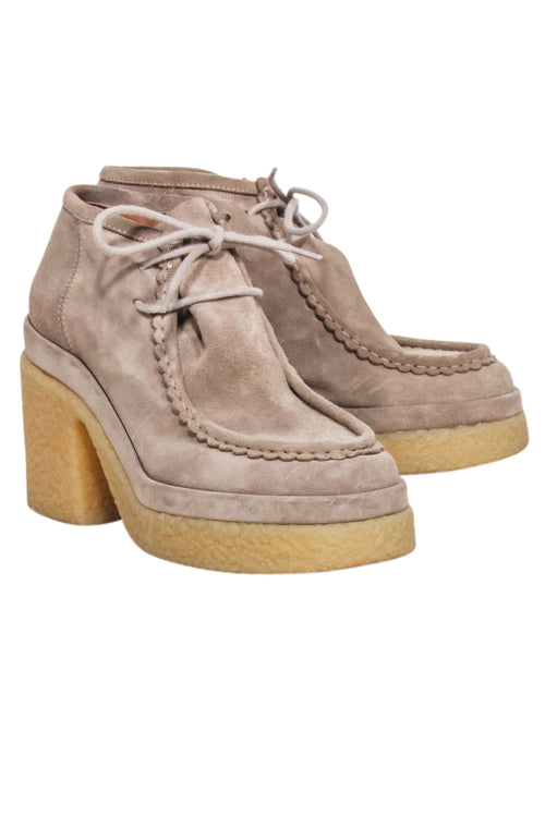 Chloe - Beige Suede Platform Booties Sz 10