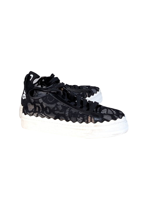 Chloe - Black Lace Lace Up Sneakers Sz 8