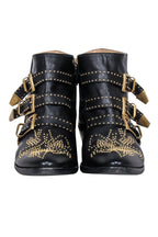 Chloe - Black Leather Gold Studded "Susanna" Booties Sz 11