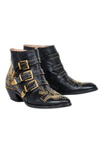 Chloe - Black Leather Gold Studded "Susanna" Booties Sz 11