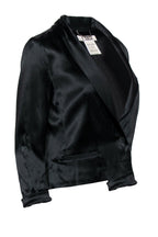 Chloe - Black Satin Double Breasted Open Front Blazer Sz 0