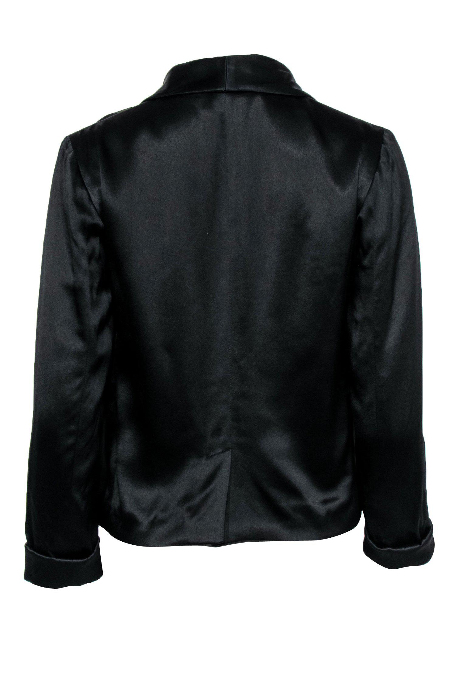 Chloe - Black Satin Double Breasted Open Front Blazer Sz 0