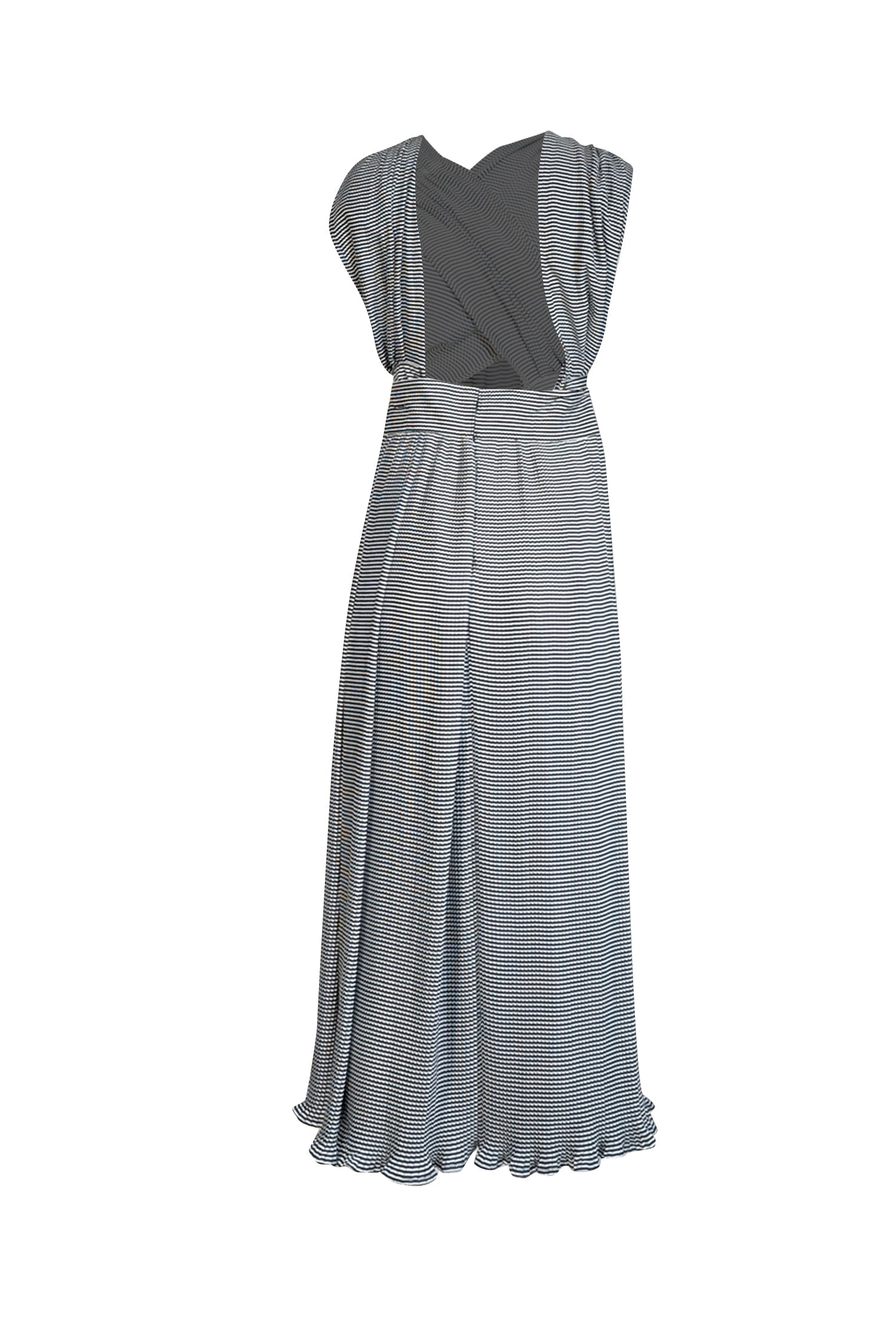 Chloe - Black & White Plisse Pleated Sleeveless Wrap Maxi Dress Sz 8