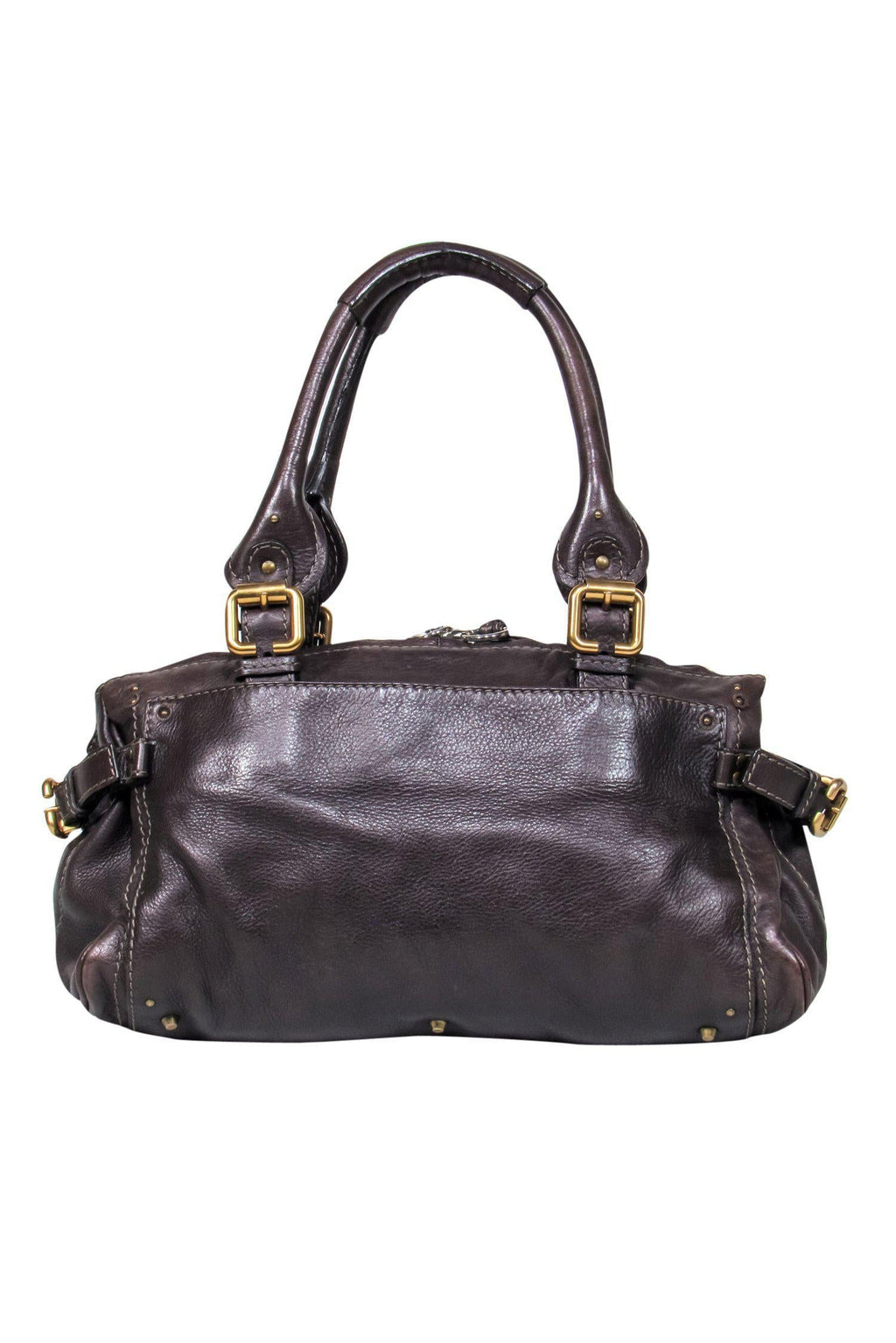 Chloe - Brown Leather Large Handbag w/ Lock & Chain