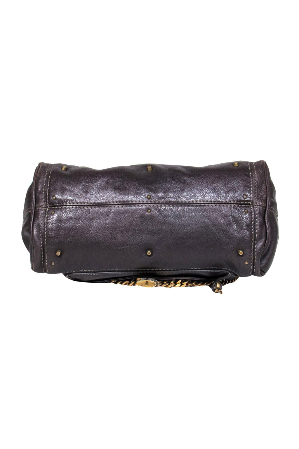 Chloe - Brown Leather Large Handbag w/ Lock & Chain