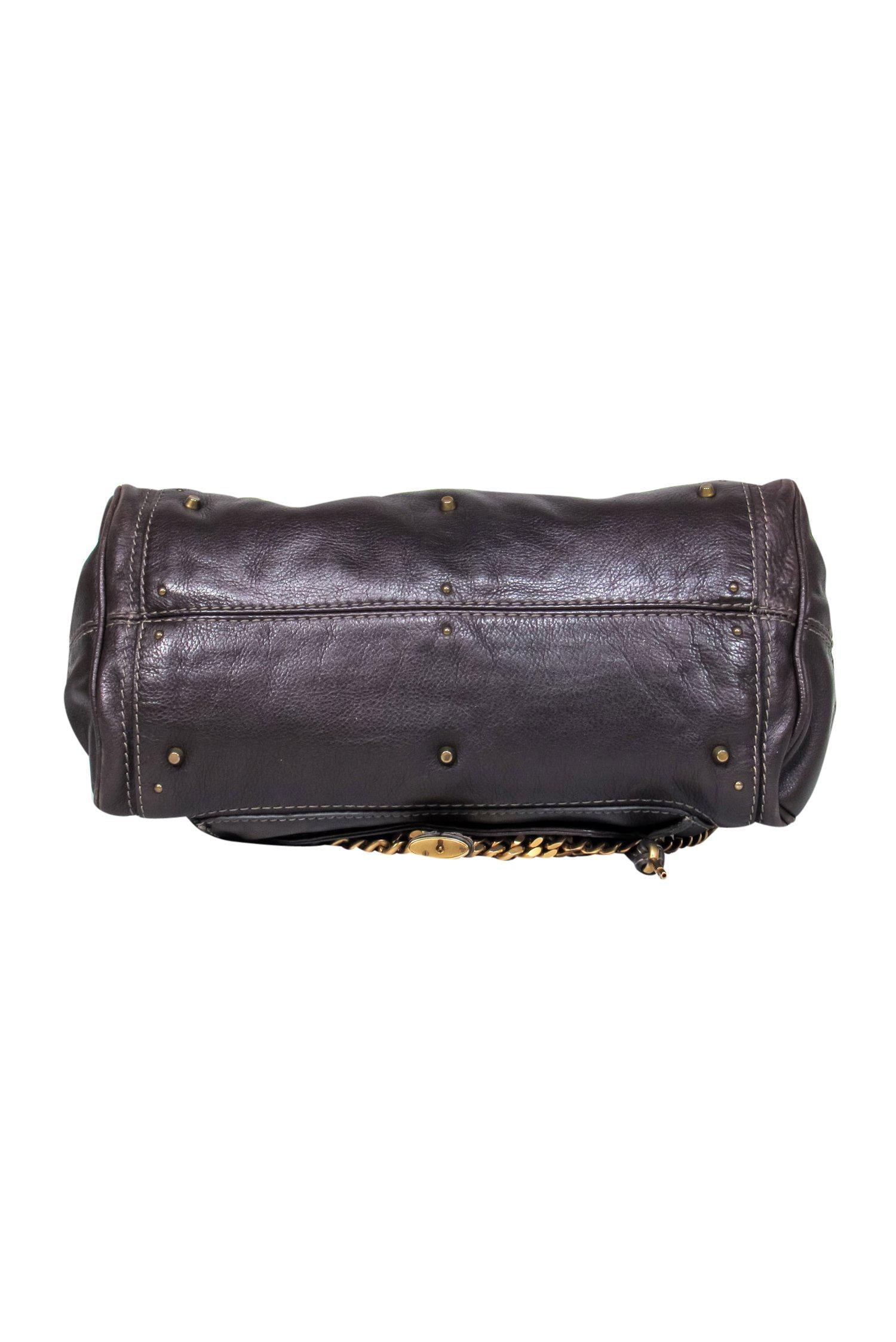 Chloe - Brown Leather Large Handbag w/ Lock & Chain