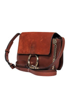 Chloe - Brown Leather & Suede “Faye” Crossbody w/ Chain Clasp