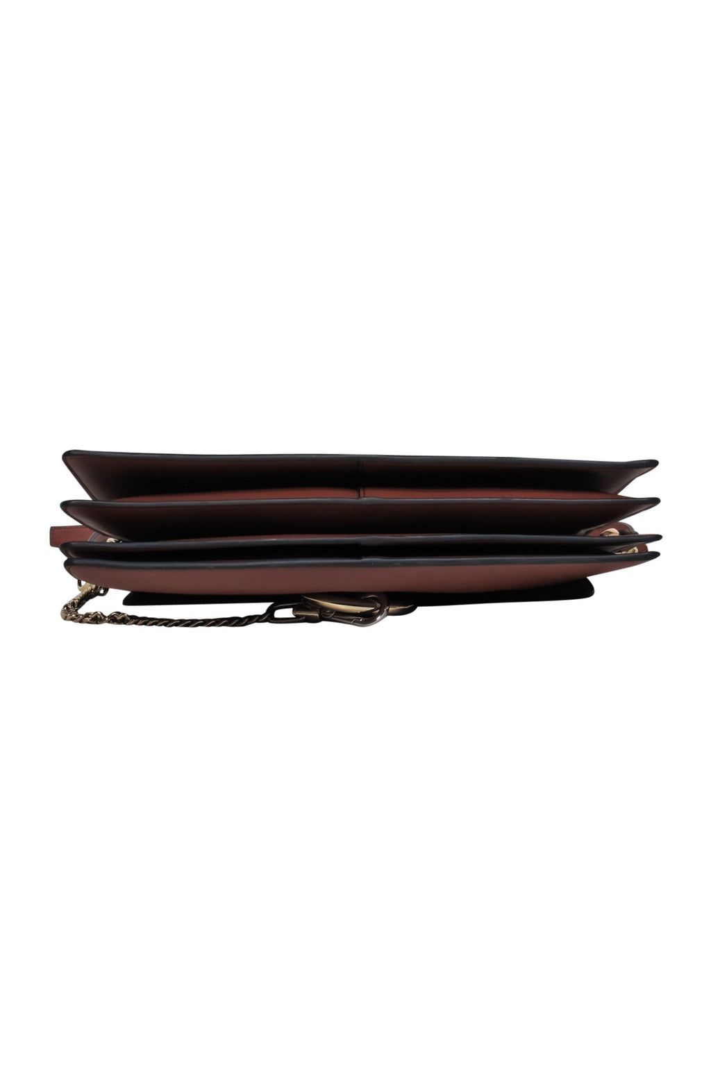 Chloe - Brown Leather & Suede Fold-Over "Faye" Shoulder Bag w/ Ring Hardware