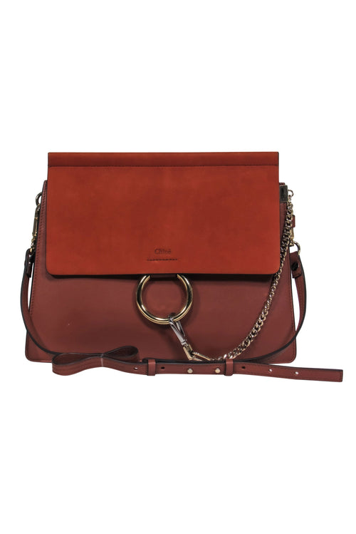 Chloe - Brown Leather & Suede Fold-Over