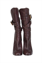 Chloe - Brown Leather Wrap Around Buckle Detail Tall Boots Sz 10.5