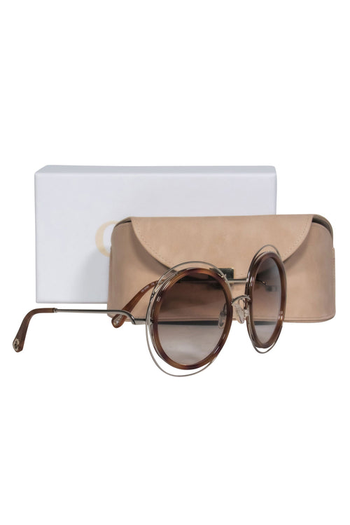 Chloe - Brown Tortoise Large Round Sunglasses